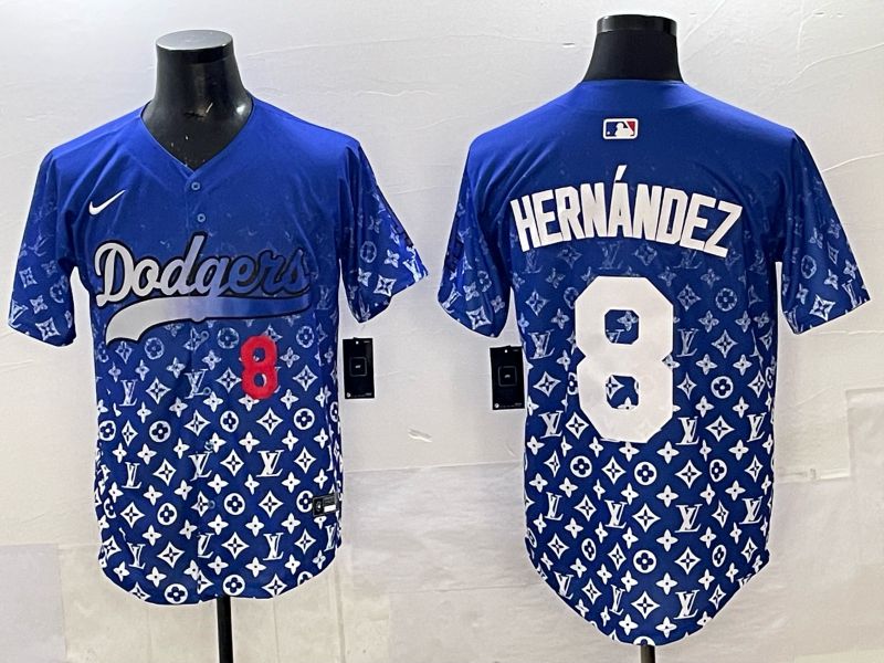 Men Los Angeles Dodgers #8 Hernandez Blue Nike 2025 MLB jersey 03